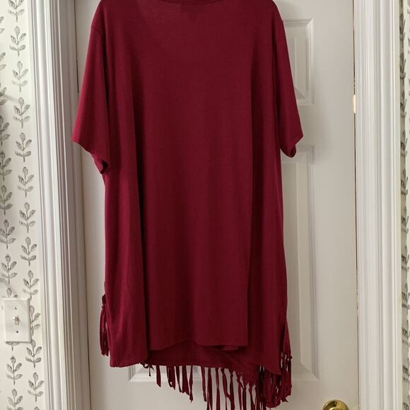 Serena Williams size 3 XL asymmetrical burgundy tunic top - Picture 4 of 11